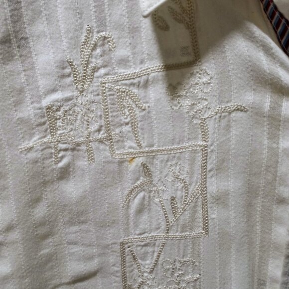 ENGLISH LAUNDRY LUXURY SHORT SLEEVE MEN'S SHIRT EMBROIDERED CREAM SIZE XL - Picture 3 of 8